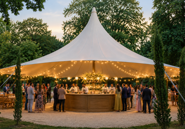 Tipi set up as a fallback solution for events at the Domaine du Grand Morin.