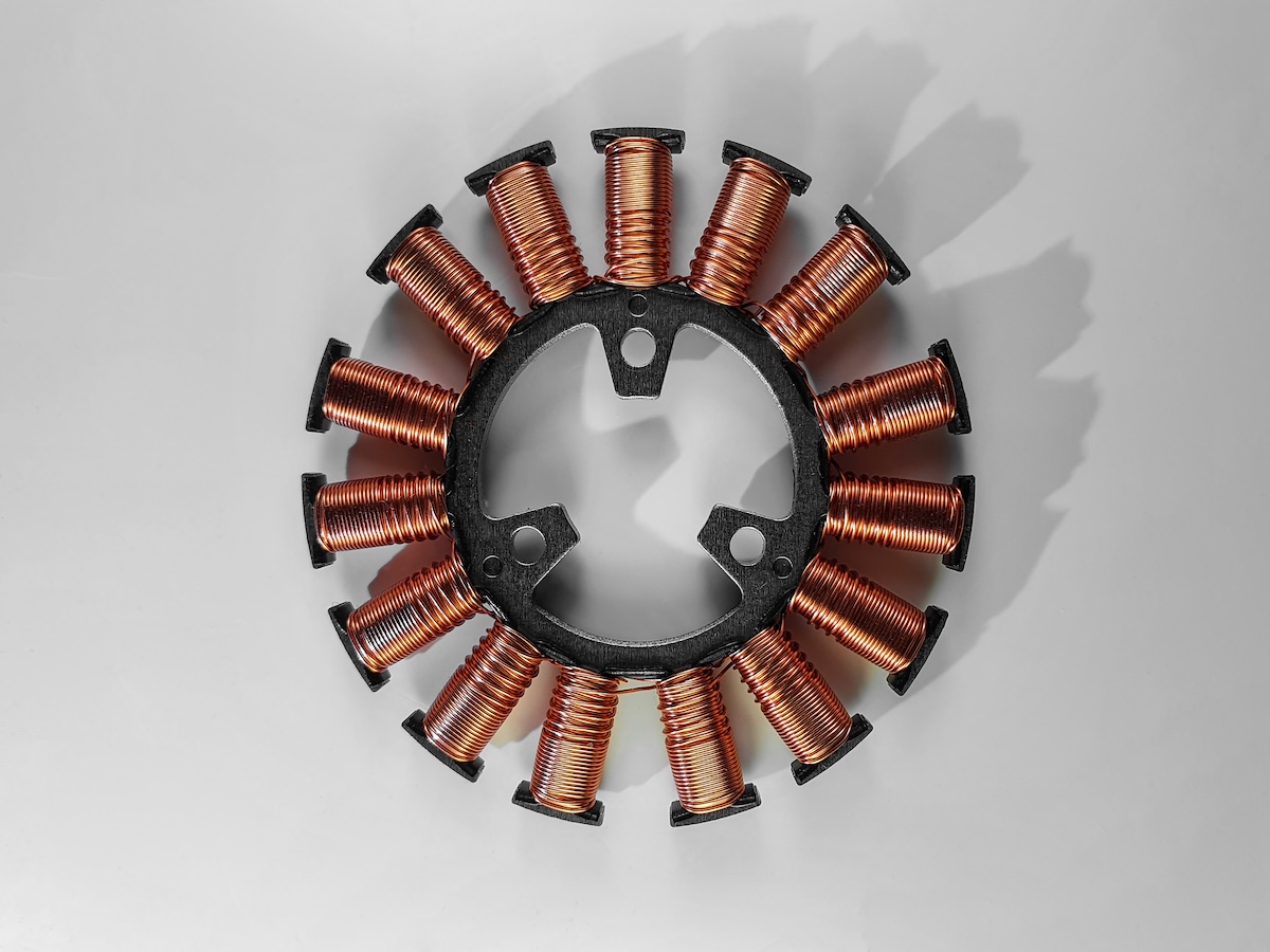 A slotted motor, where the iron teeth can be seen.