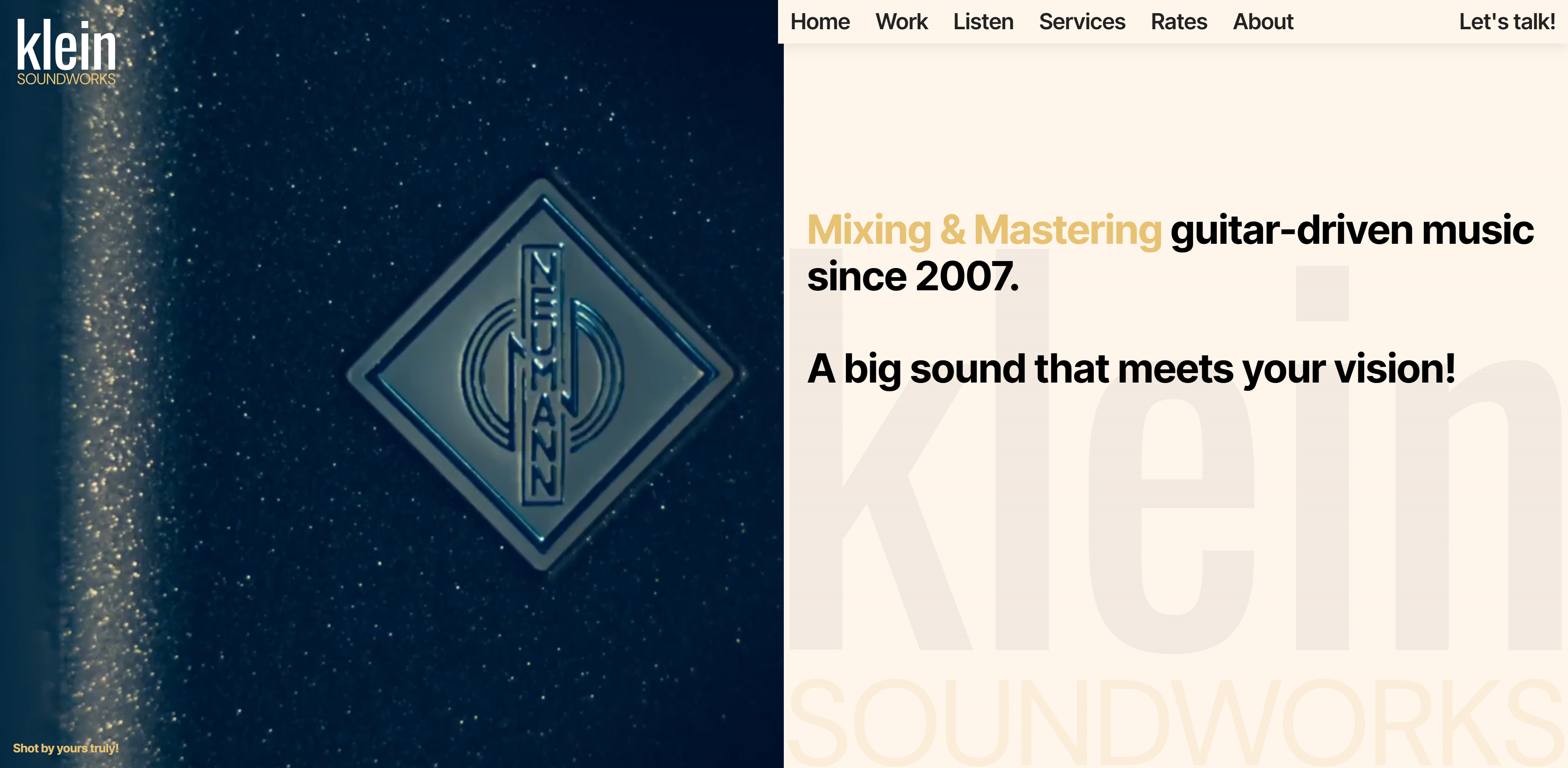 Klein Soundworks storefront homepage
