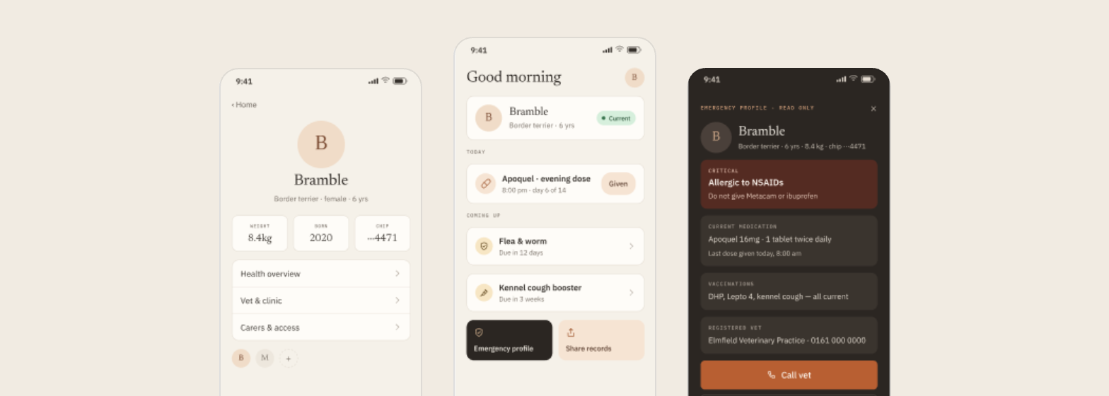 DogFile app screens