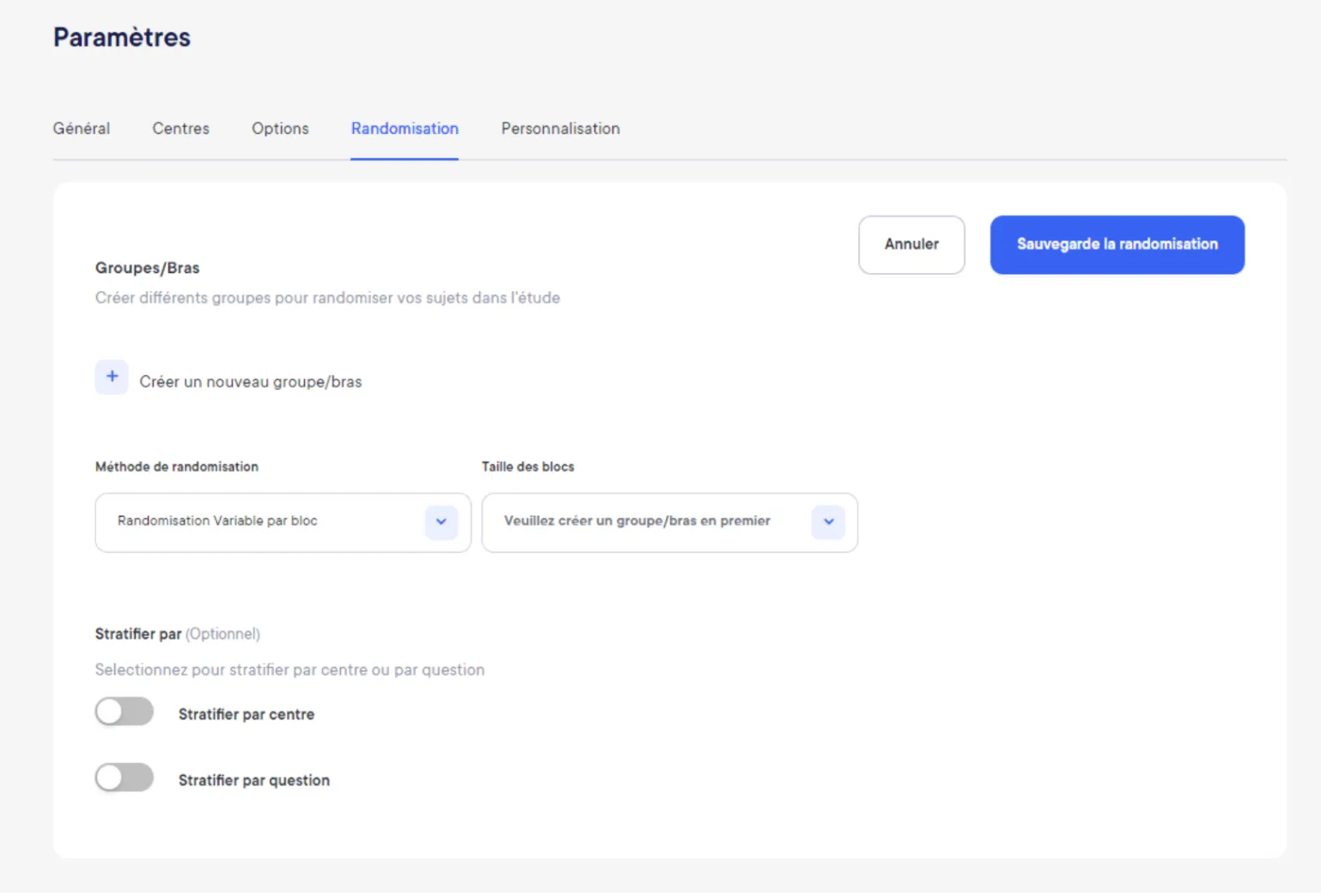 paramètre randomisation