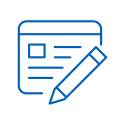 Icon of a webpage with lines of text and a pencil overlay, symbolizing editing or writing.