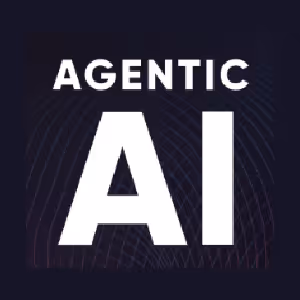 White text 'AGENTIC AI' on a dark background with subtle fingerprint pattern.