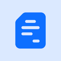 Blue document icon with three horizontal white lines representing text.