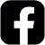 Facebook social media icon in white on black background.