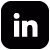LinkedIn logo with lowercase 'in' in white on a black square background.
