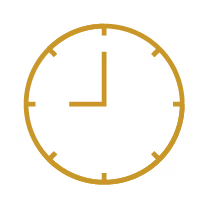 Yellow clock icon showing time as 3 o'clock.