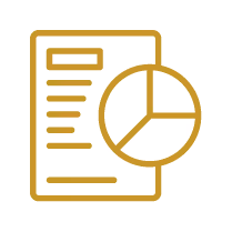 Document with text lines and a pie chart icon overlay.