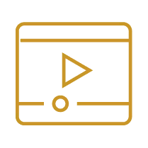 Icon of a video player window with a play button and progress bar.