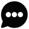 Black speech bubble icon with three white horizontal dots indicating a message or conversation.