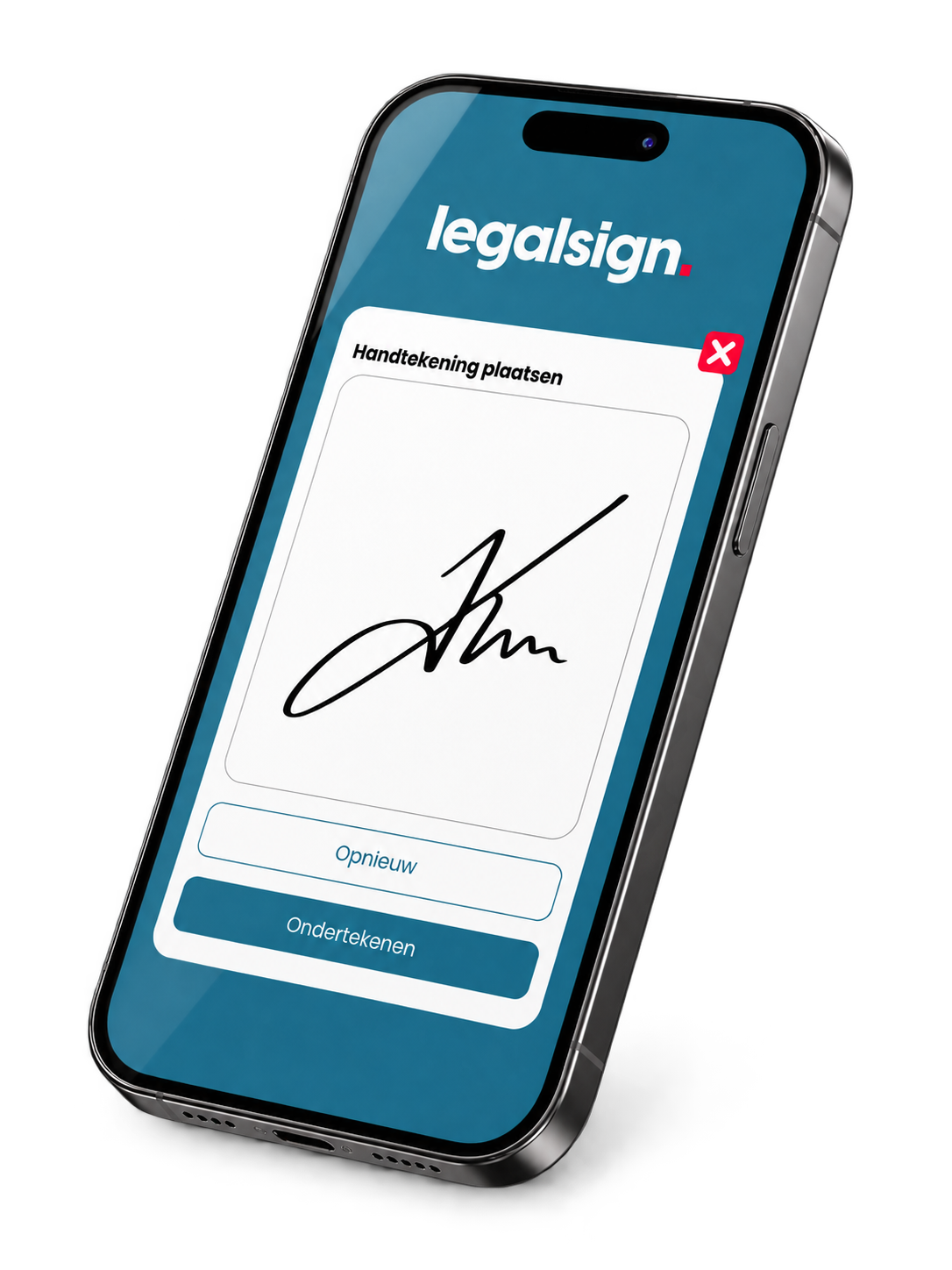 LegalSign ondertekeningsscherm op smartphone