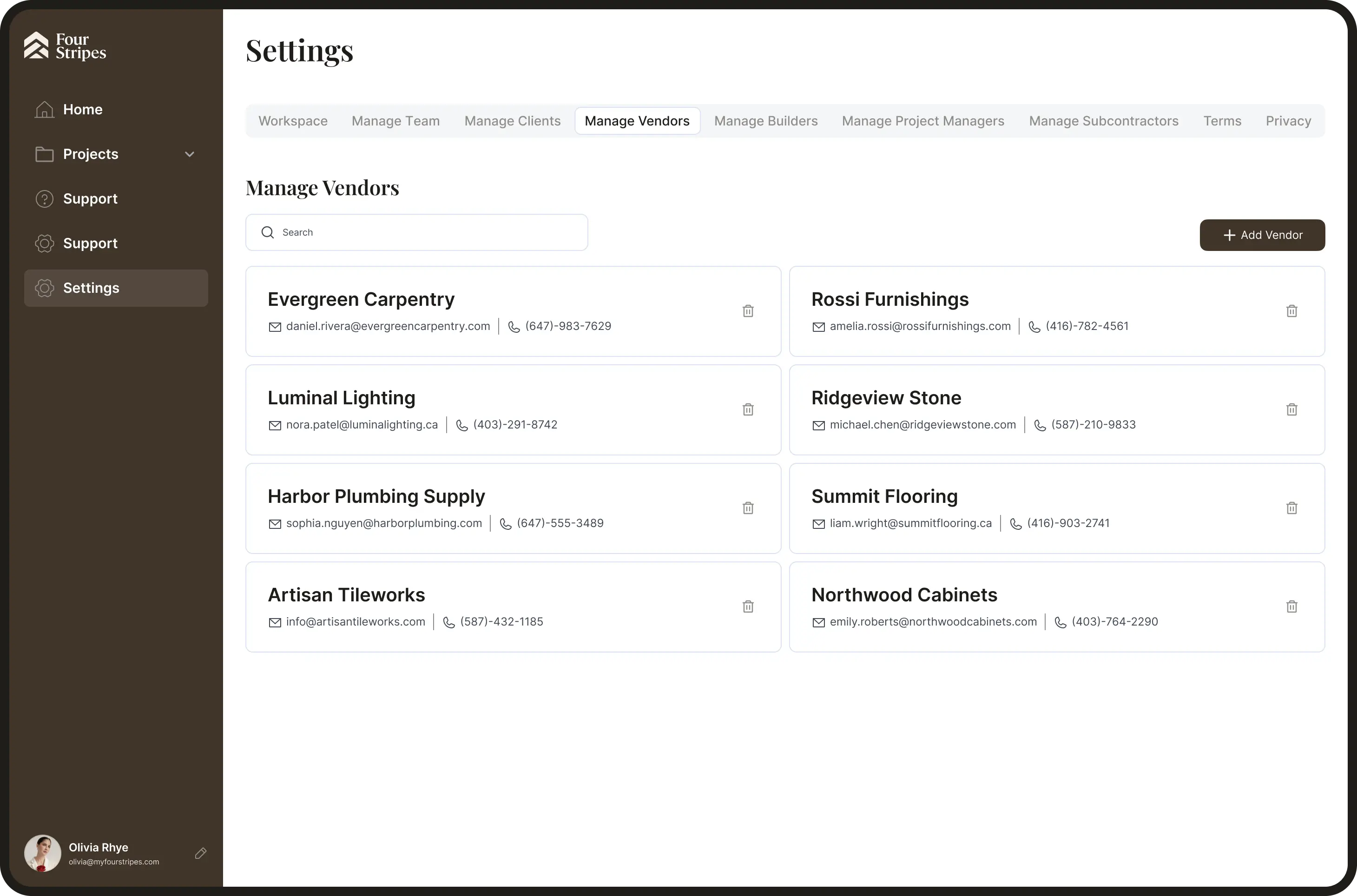 Four Stripes Vendor Management.
