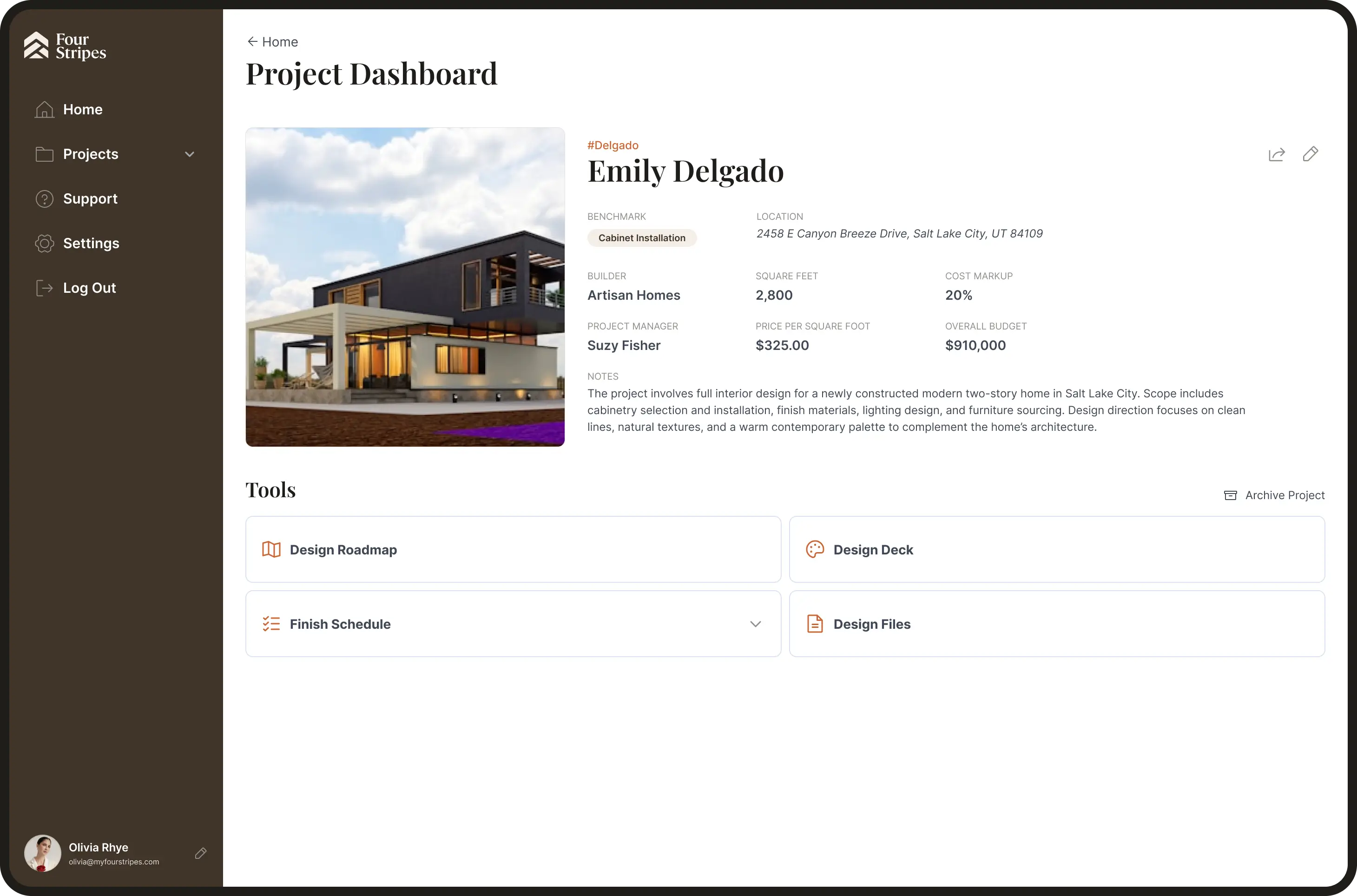Four Stripes Project Dashboard.