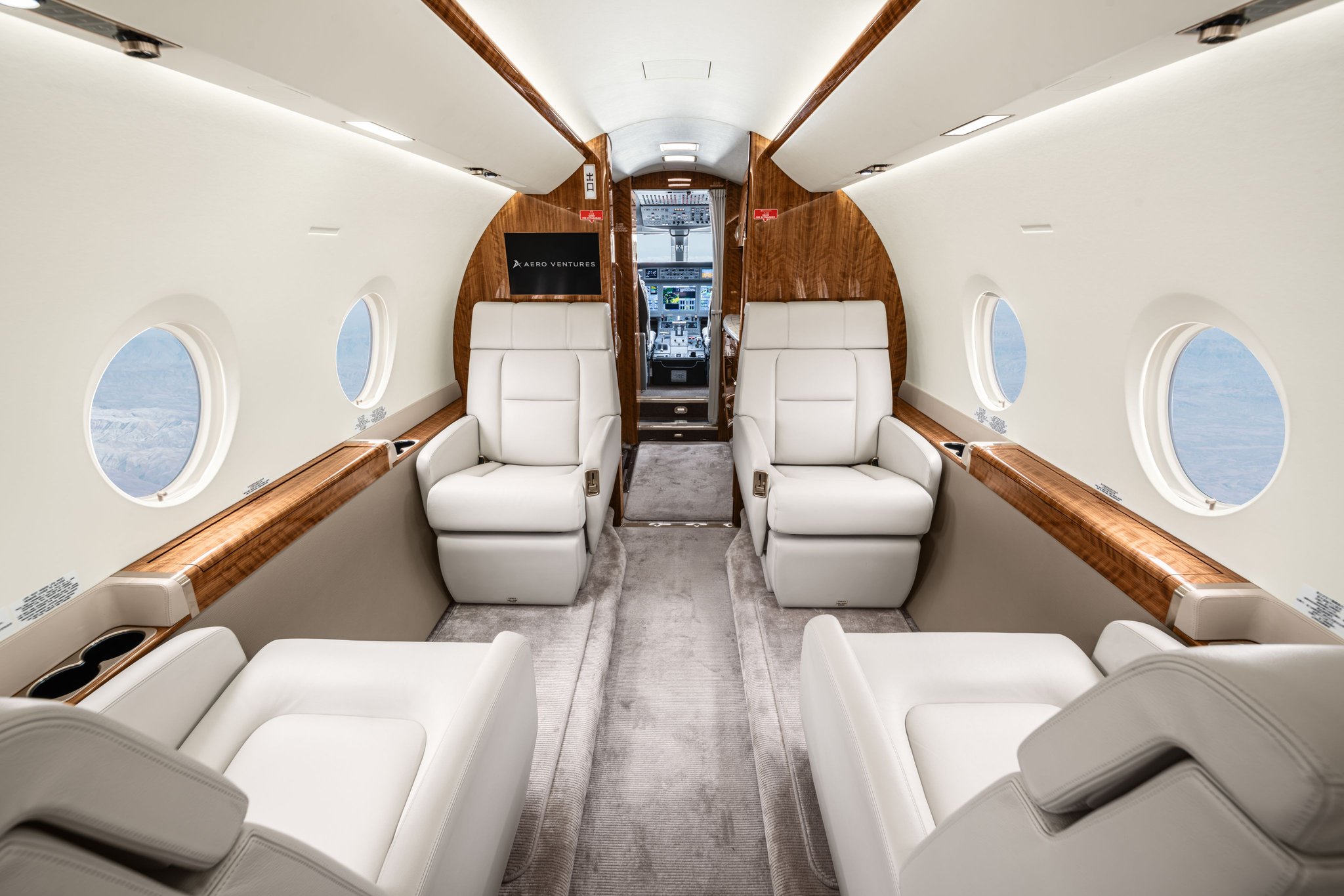 2019 Gulfstream G280 SN 2186 cabin, forward club seating looking forward