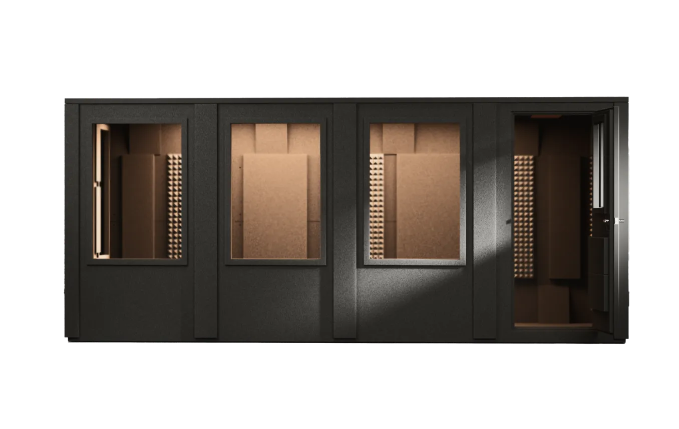 Large WhisperRoom soundproof practice booth showcasing advanced sound isolation.