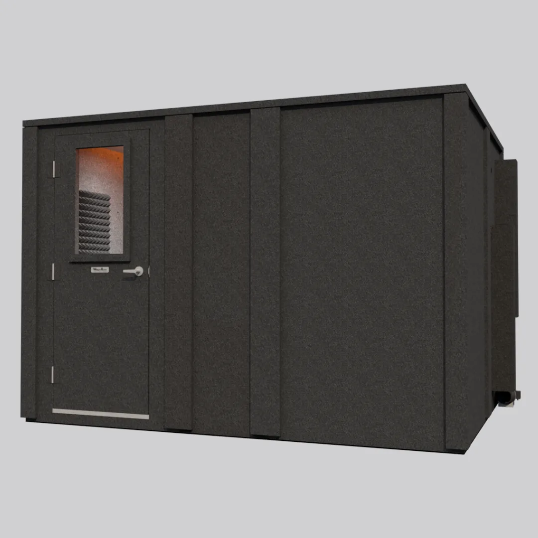 The MDL 96120 E Double-Wall WhisperRoom sound booth, shown from an angled front right perspective with the door closed.