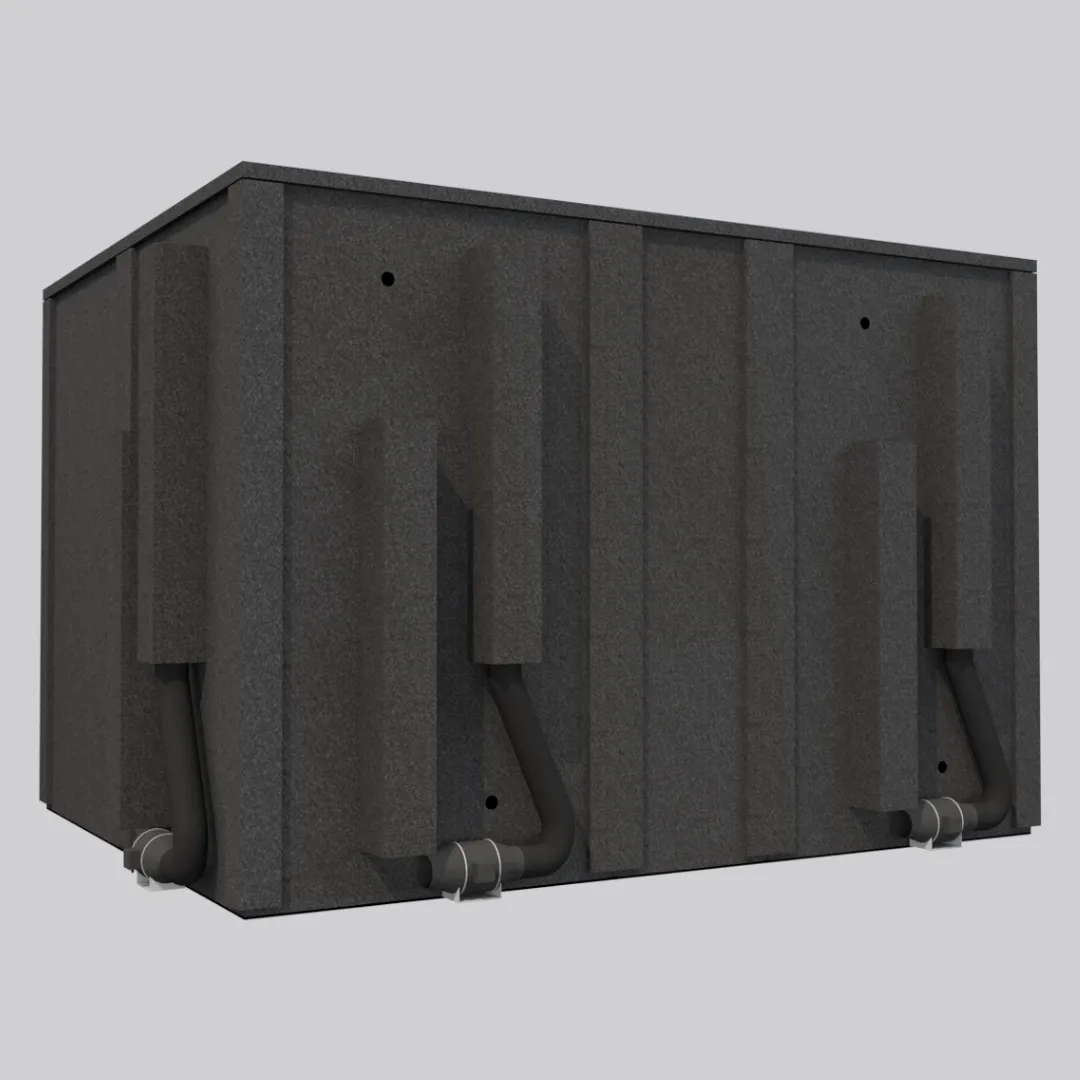 The MDL 96120 E Double-Wall WhisperRoom sound booth, shown from the rear to highlight the built-in ventilation system.