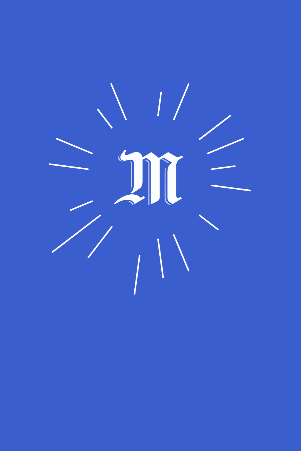 Logo monogramme de Le Monde entouré de tracés symbolisant des éclats.