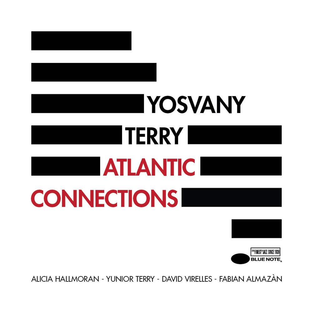 Variante de la pochette, conservant les bandes horizontales noires sur fond blanc, avec des ajustements dans l’agencement des éléments graphiques.
