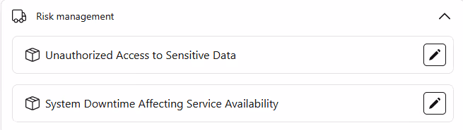 Printscreen from the app showing risks that can be registered