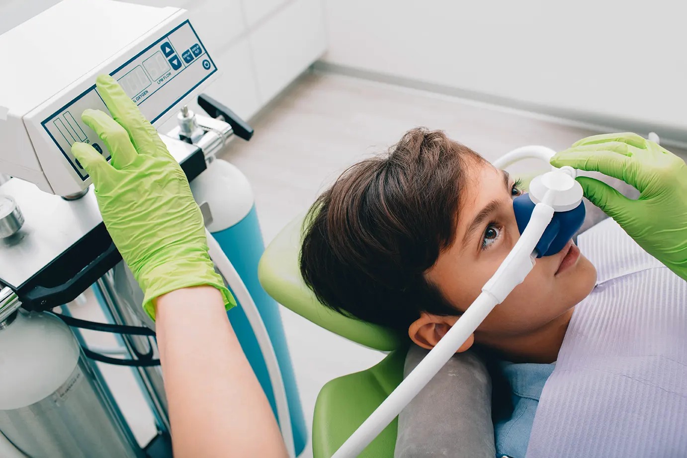 Child safely undergoing sedation dentistry