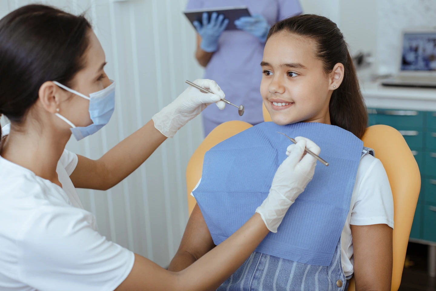 Child's dental cleaning appointment in progress