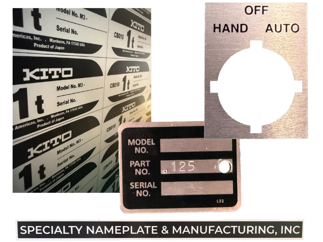 Photo-Sensitive Aluminum (PSA) nameplate manufactured by Specialty Nameplate & Manufacturing