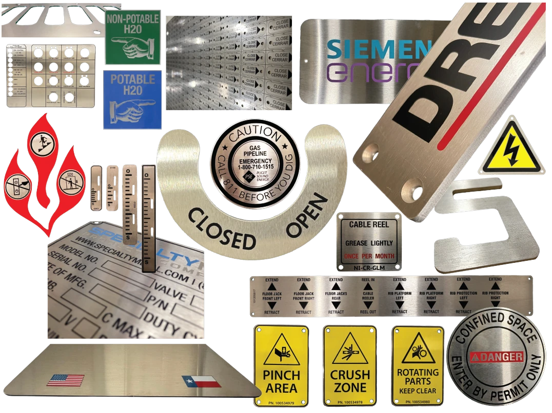 Stainless Steel nameplate manufactured by Specialty Nameplate & Manufacturing
