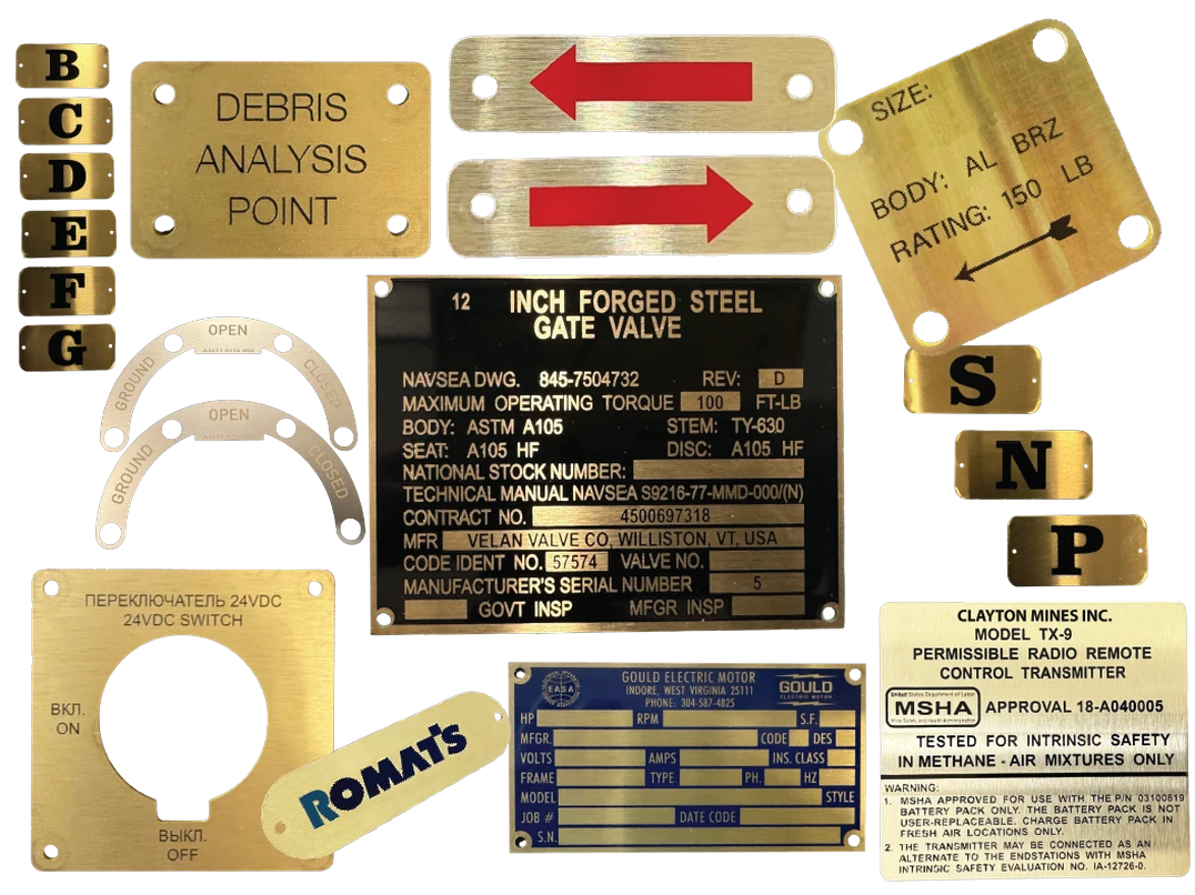 Brass nameplate manufactured by Specialty Nameplate & Manufacturing