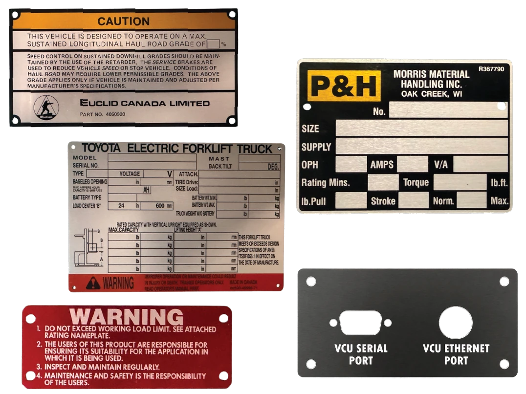 Anodized Aluminum nameplate manufactured by Specialty Nameplate & Manufacturing