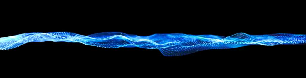 A twisting abstract graphic crossing the black background on the home page of Slingr, a software development firm