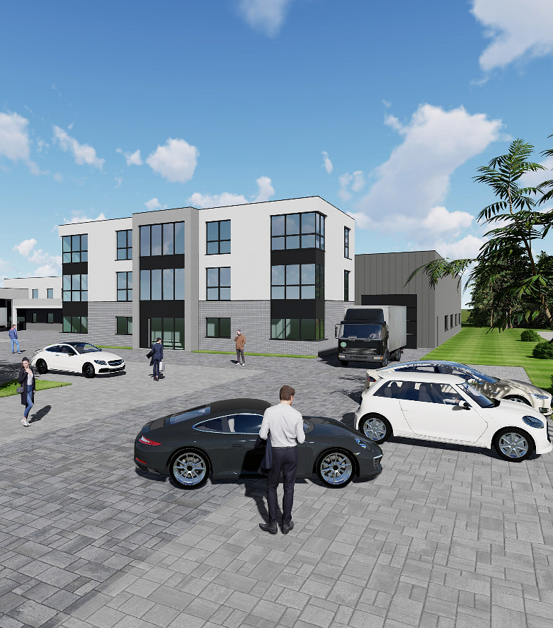 Baesweiler | Neubau-Gewerbehalle 400-1.700 m² mit Bürotrakt und 2 Betriebswohnungen zur Miete!