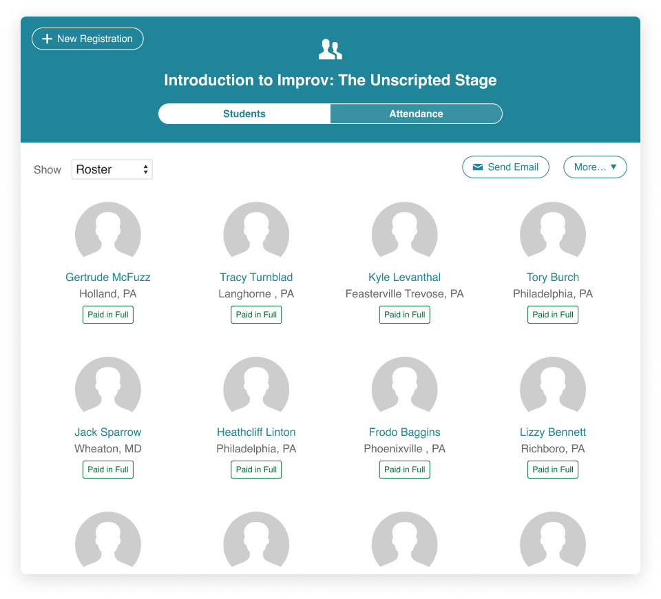 A screenshot of CourseStorm class sessions feature, showing how to schedule a class session
