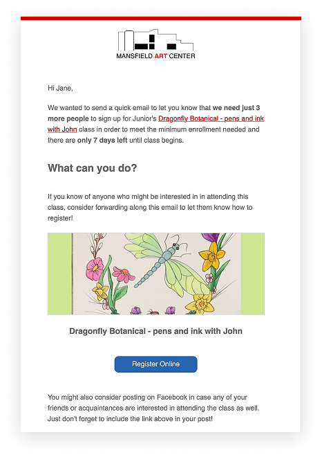 An example custom form in CourseStorm showing custom questions for a kids class