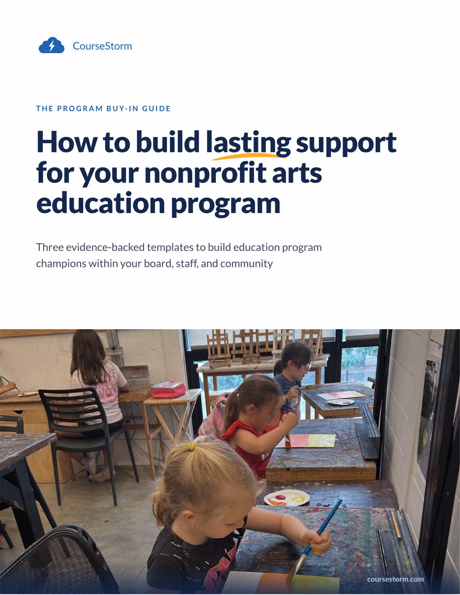 Cover of CourseStorm free resource for arts educators: How to build a thriving arts education program