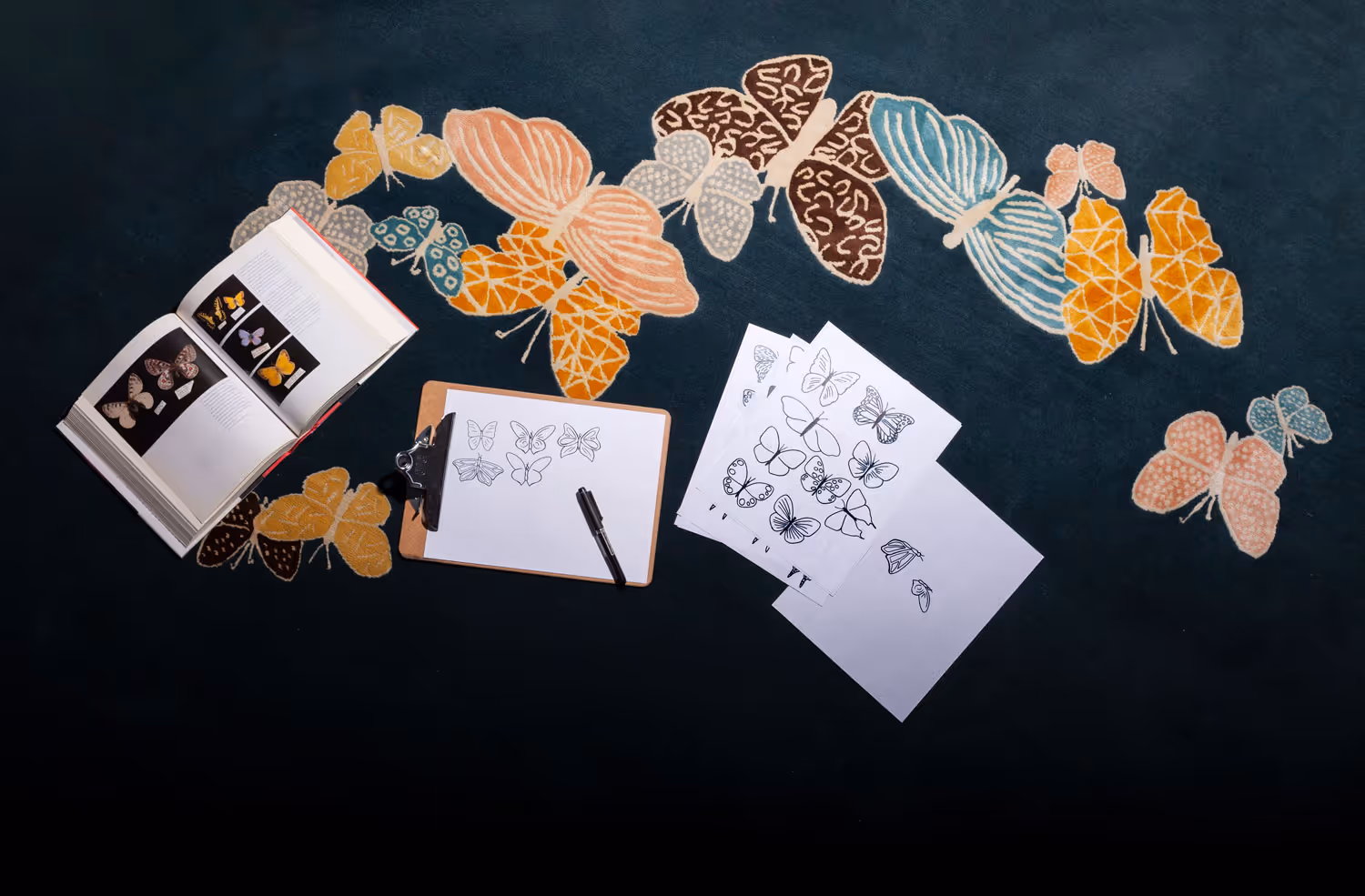 Contemporary Designer Area Rugs, Butterfly Patterns, Luxury and Unique