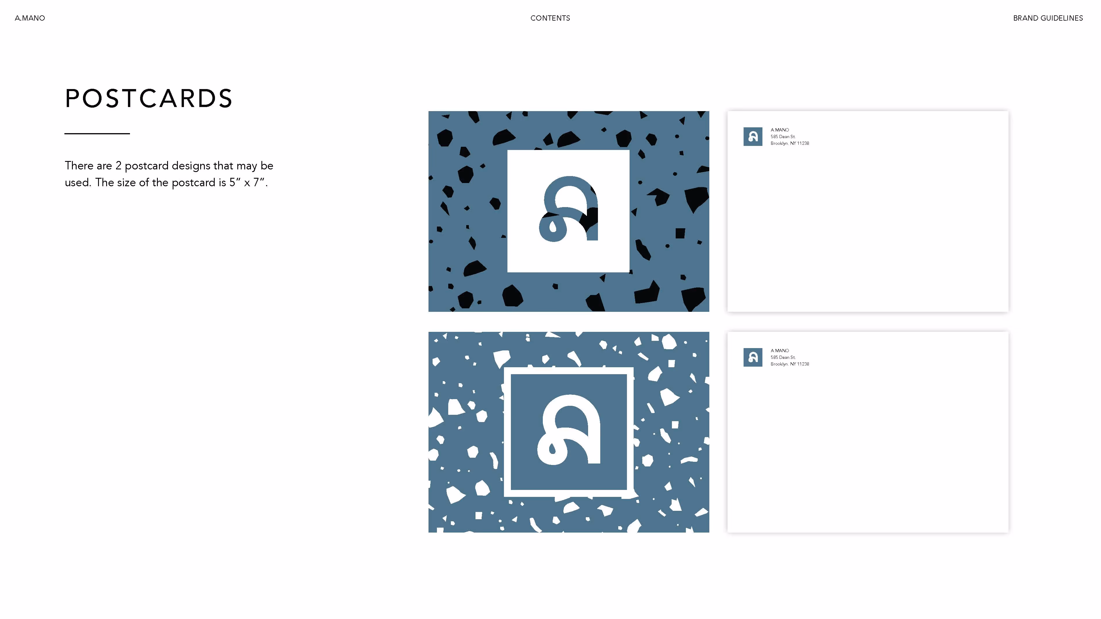 A.MANO Brooklyn Brand Identity Postcards