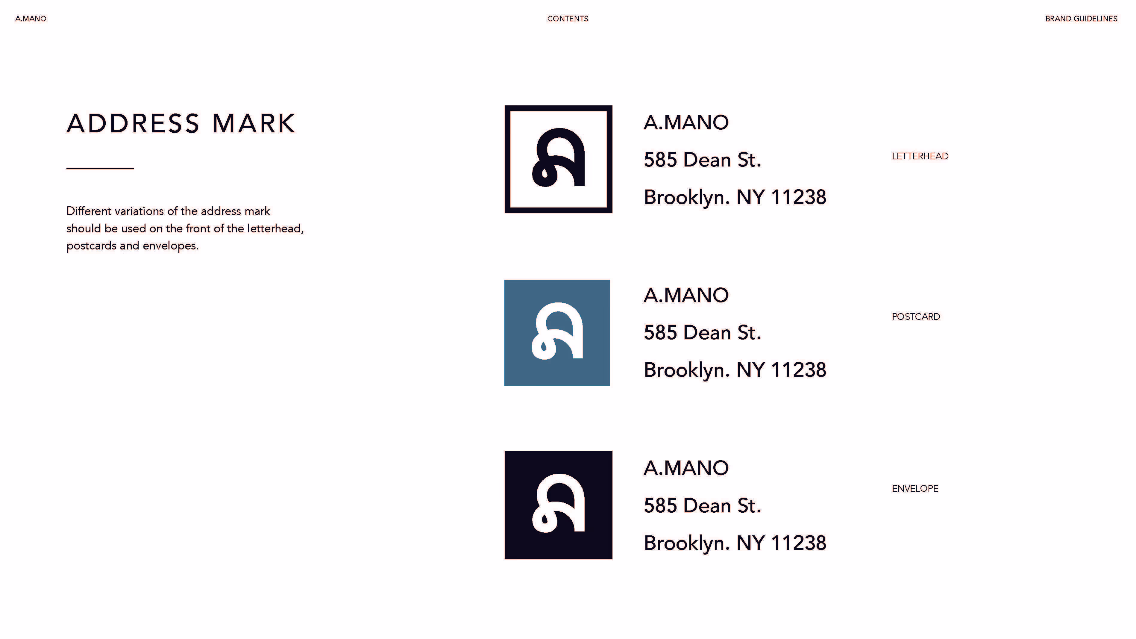 A.MANO Brooklyn Brand Identity Logomarks