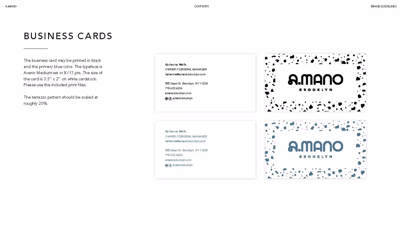 A.MANO Brooklyn Brand Identity Cards