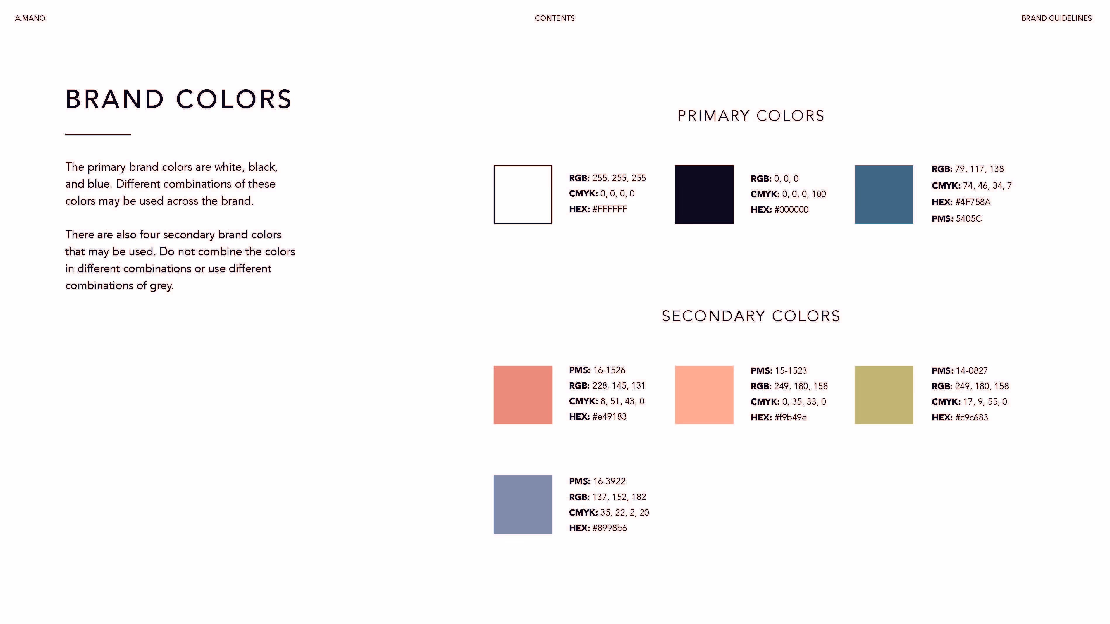 A.MANO Brooklyn Brand Identity Color Palette