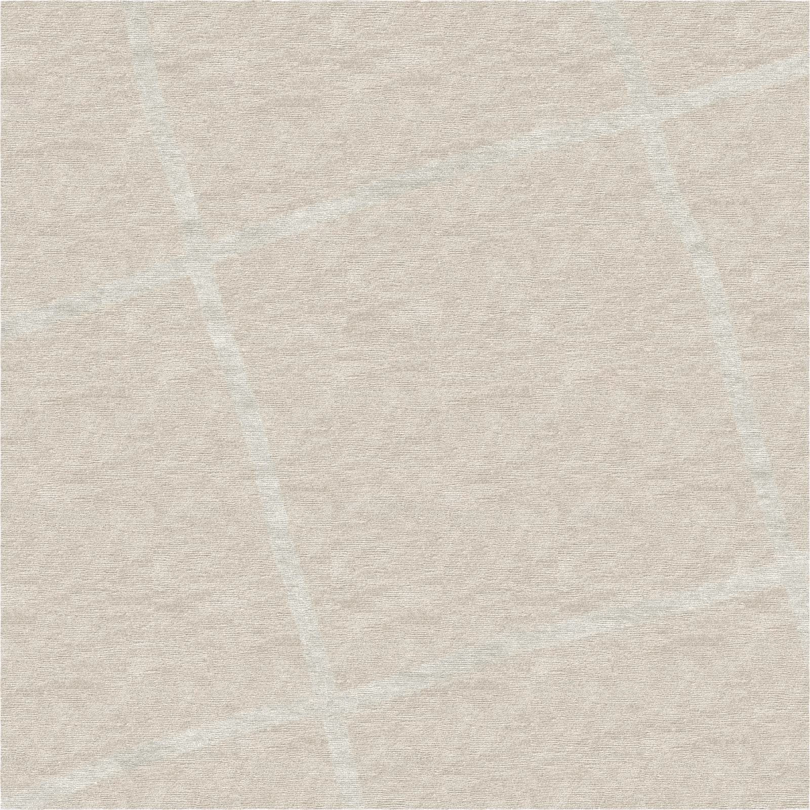 Detailed view of the beige wool surface with faint green intersecting lines