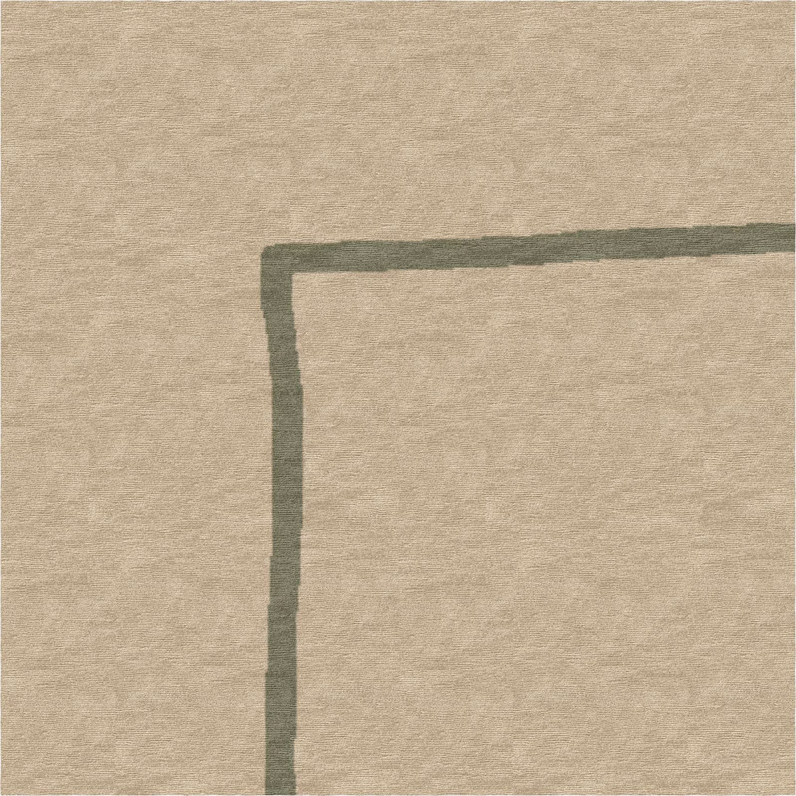 Hand-knotted detail showing green linear border