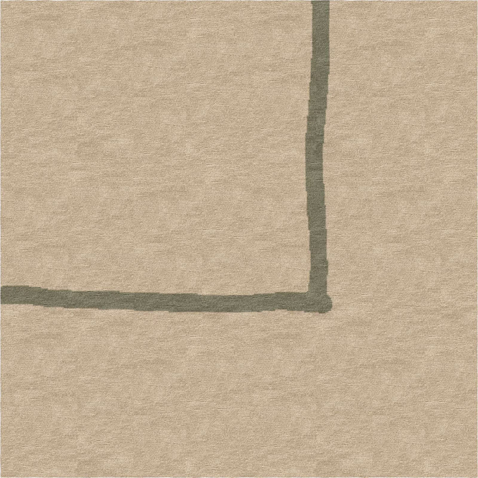 Edge detail of beige rug with subtle tonal shifts