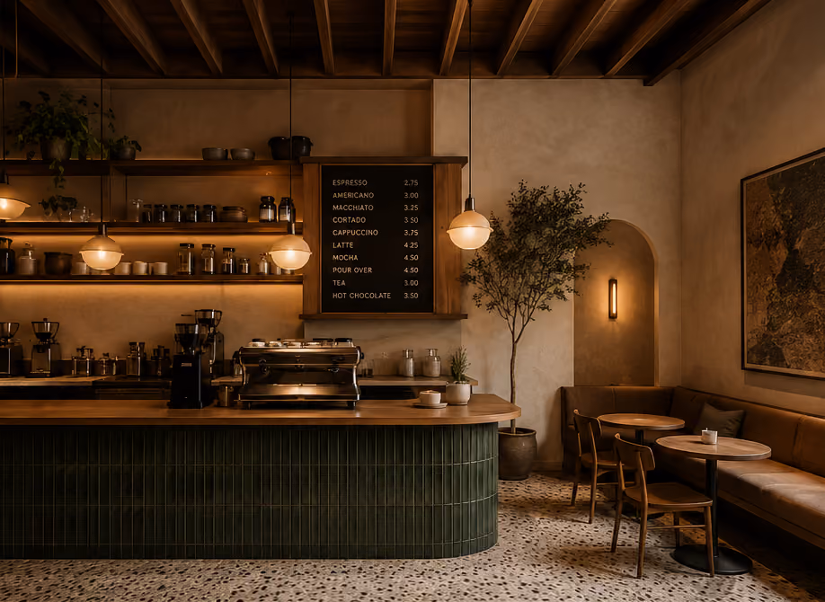 Coffee shop design created with Chat GPT