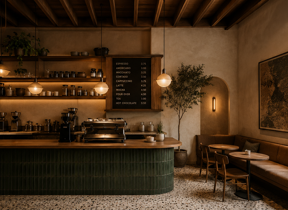 Coffee shop design created with Chat GPT
