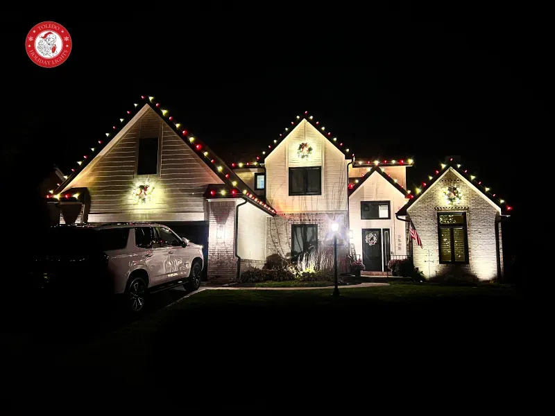 custom christmas light design on a home in Maumee Ohio