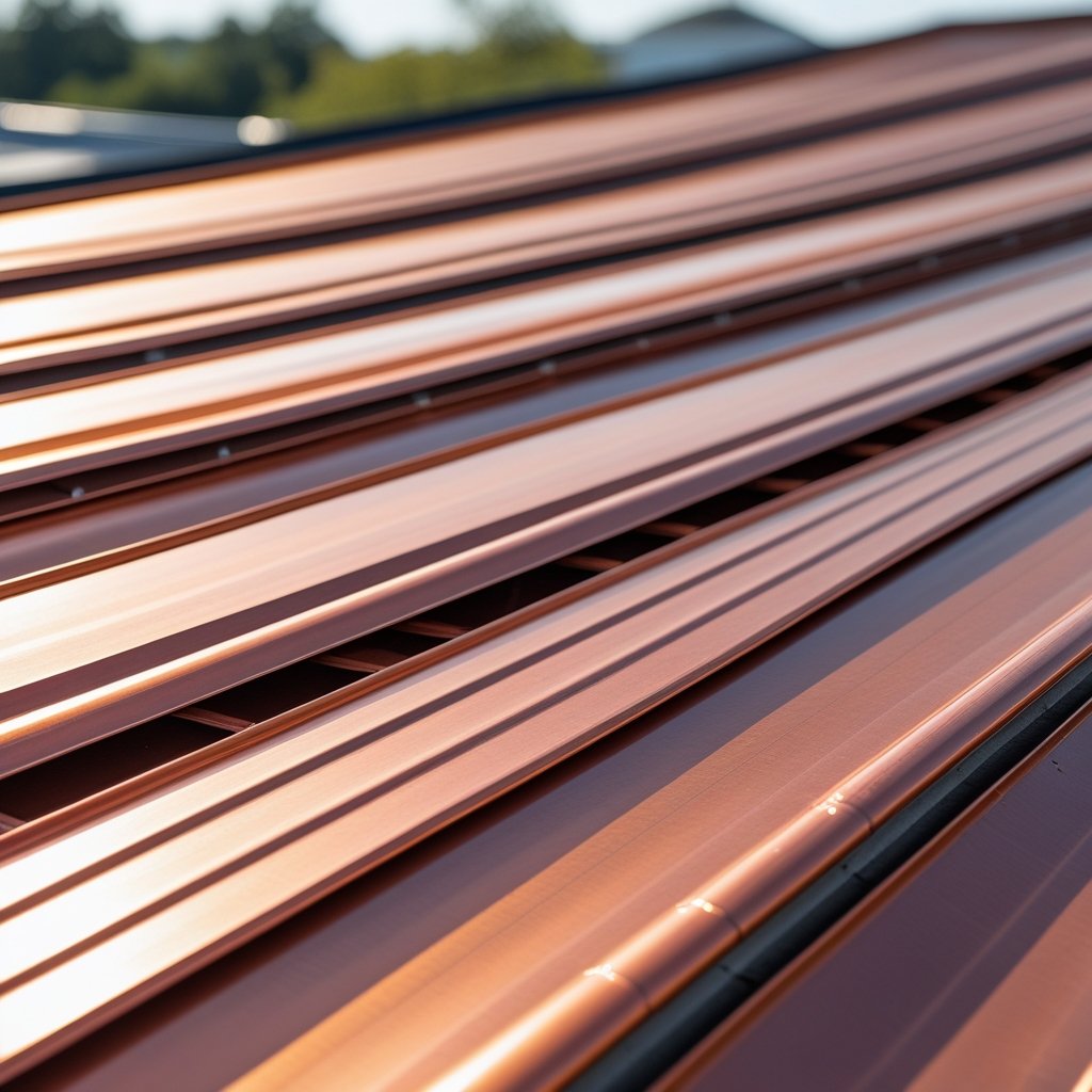 Copper roof strips are slim bands of copper metal that go up near the top of your roof. 