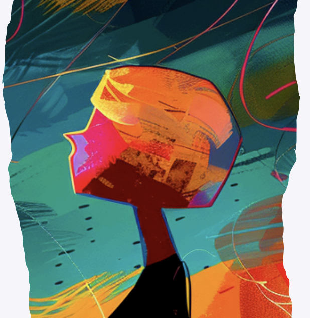 Colorized girl cartoon looking into sky