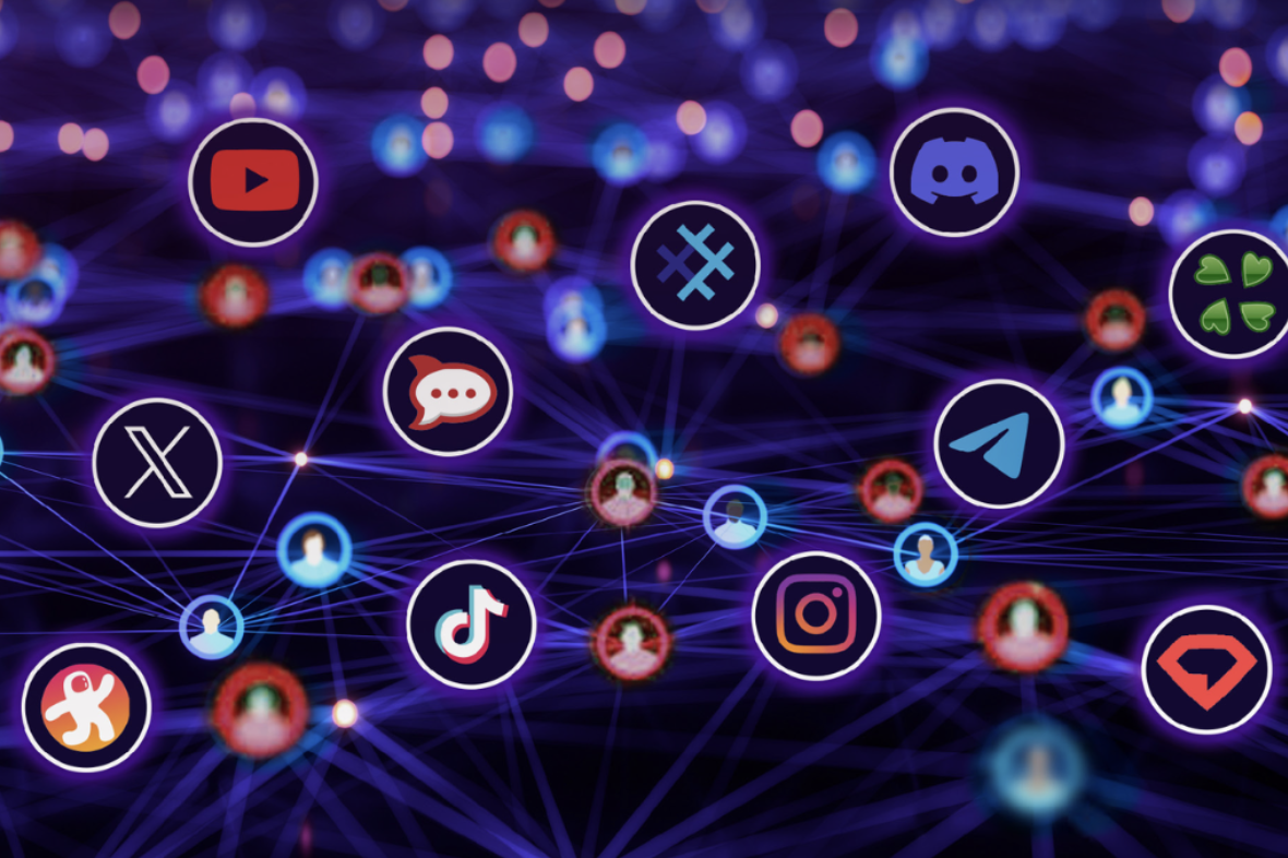 Image of interconnected icons from online social media services