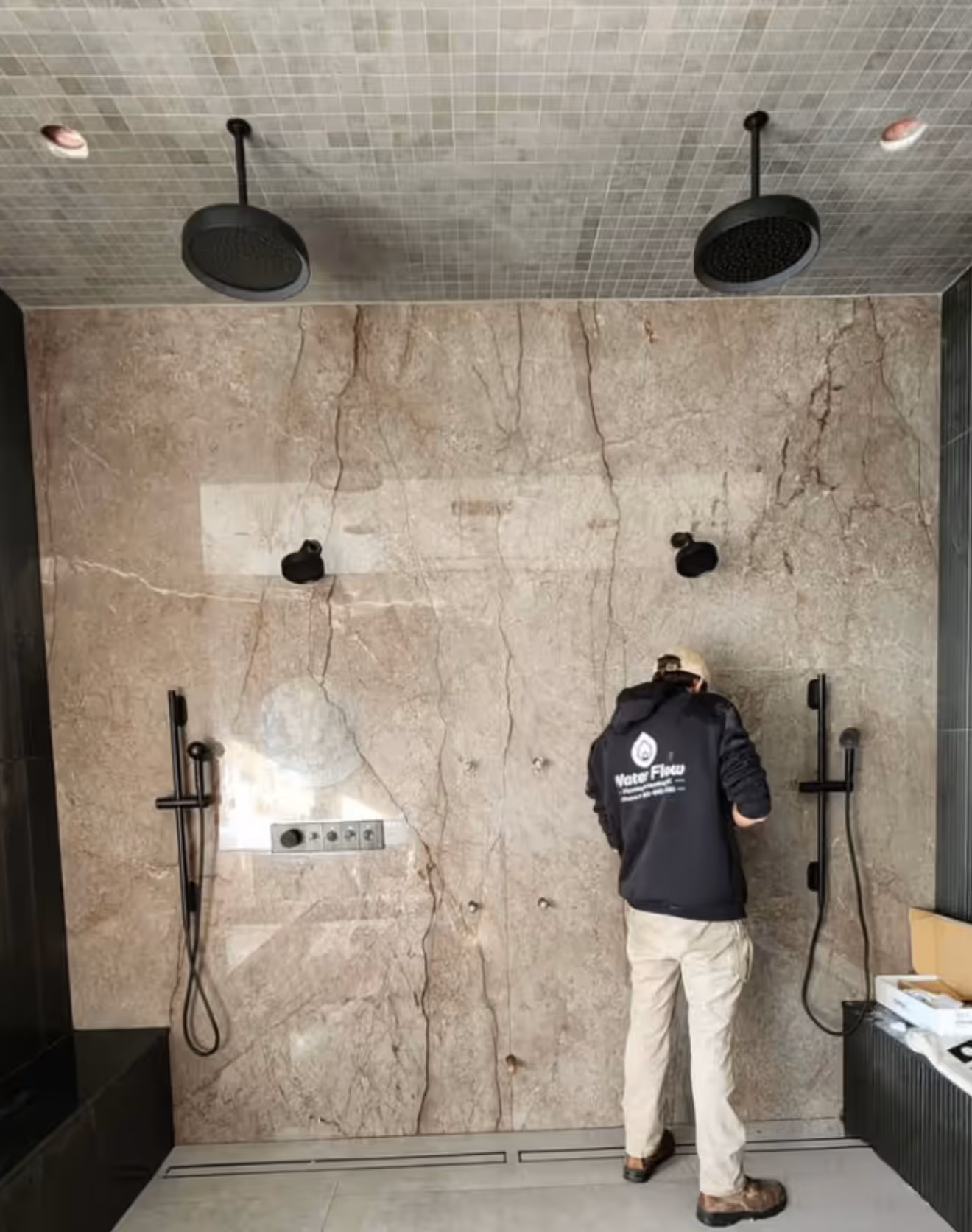 Our technician installing bathroom fixtures/